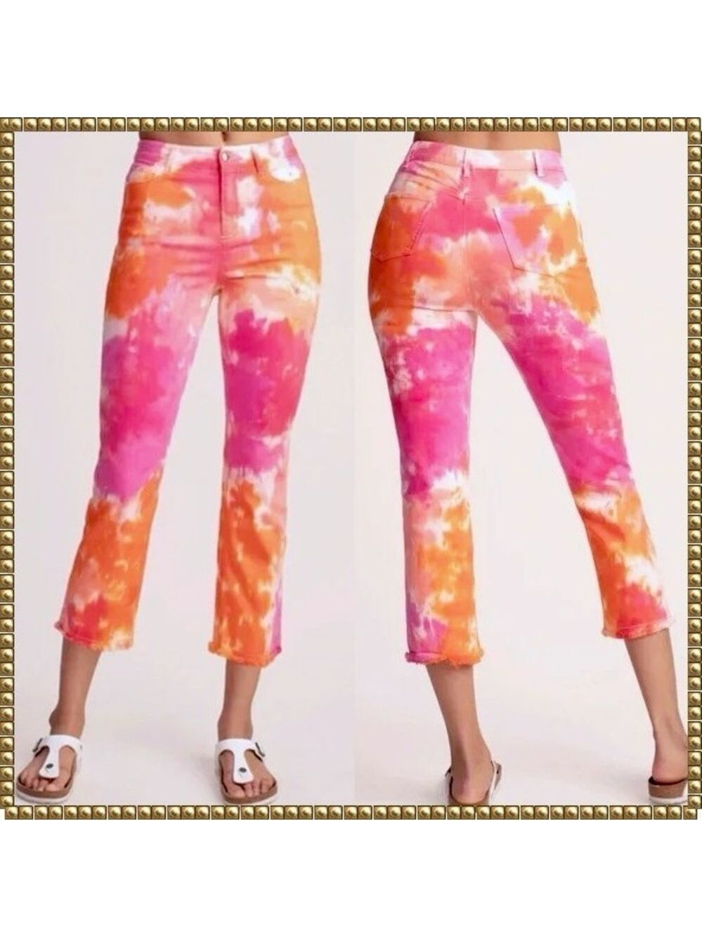Trina Turk Tie Dye High Waist Straight Crop Jeans Size 2